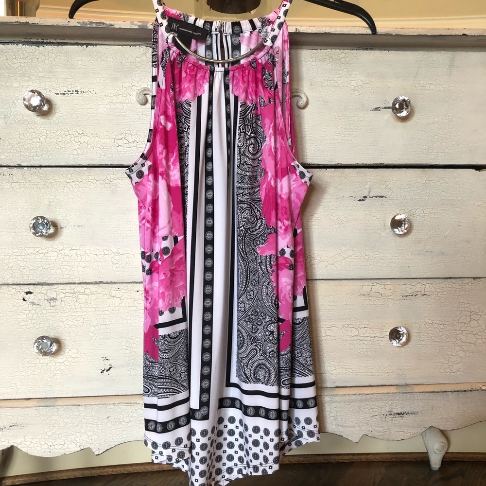 INC International Concepts Pink and Black Sleeveless Top